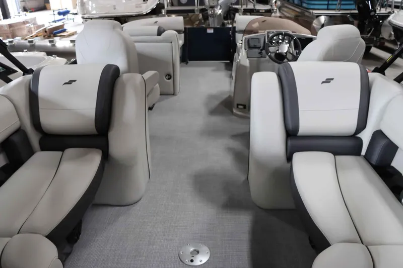 Slide: The Image of Luxurious interior of 2025 Starcraft EXS 3 boat with plush seating and modern design. - 29
