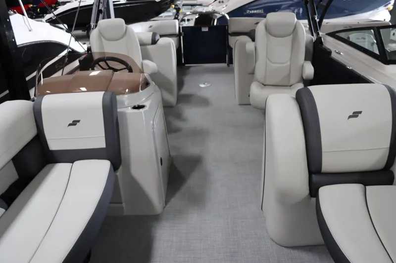 Slide: The Image of 2025 Starcraft EXS 3 boat interior with luxurious seating and modern design. - 8