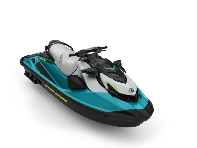 Slide: The Image of 2024 Sea-Doo GTI SE 130 SS jet ski in vibrant blue and black design. - 7