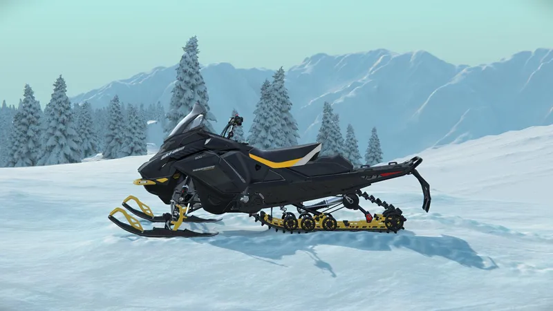 Slide: The Image of 2024 SKI DOO RENEGADE ADR ENDURO 900 ACE TURBO R snowmobile in snowy mountain landscape. - 6