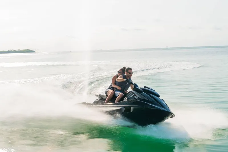 Slide: The Image of 2024 Waverunner GP SVHO A jet ski speeding on open water. - 4