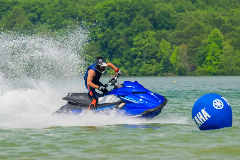 Slide: The Image of Person riding 2024 Waverunner GP SVHO A jet ski on a lake. - 4