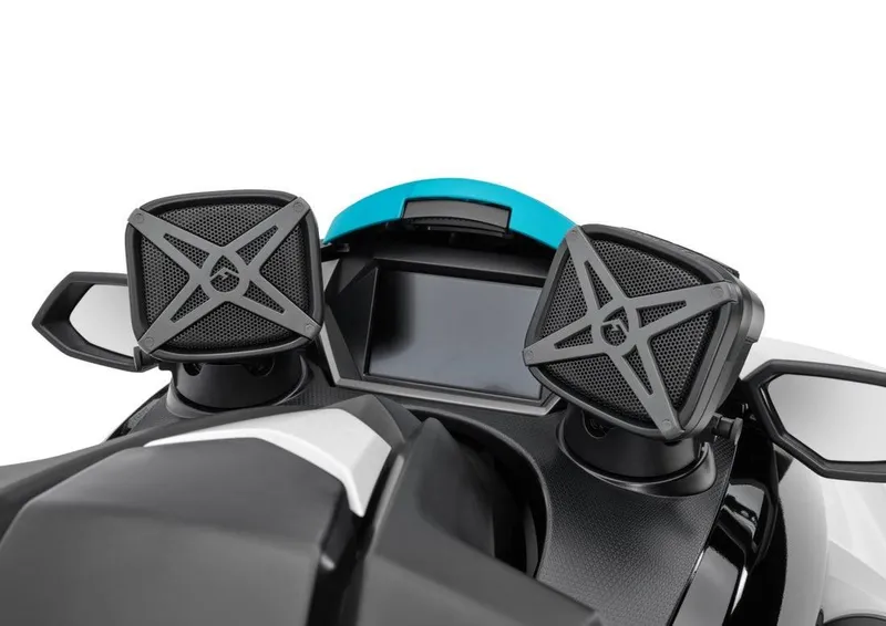 Slide: The Image of 2024 Waverunner FX CRUISER HO A dashboard with dual speakers and display screen. - 9