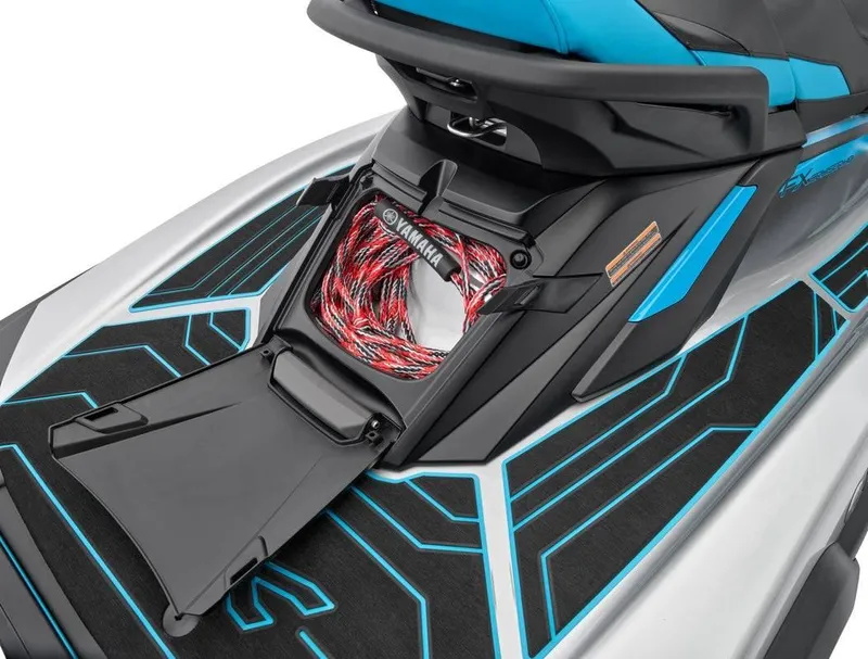Slide: The Image of 2024 Waverunner FX CRUISER HO A with open storage compartment and colorful rope. - 4