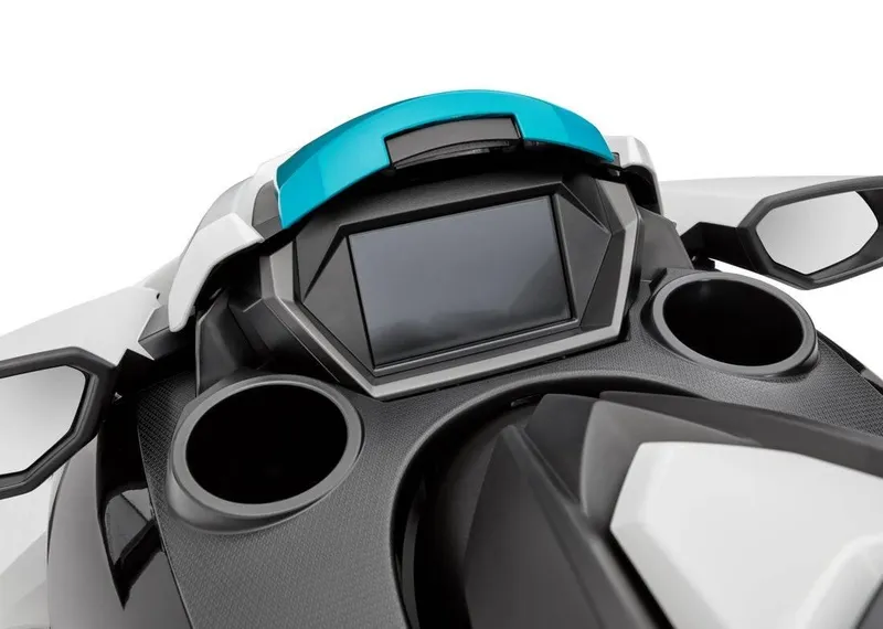 Slide: The Image of 2024 Waverunner FX CRUISER HO A dashboard with display screen and cup holders. - 7