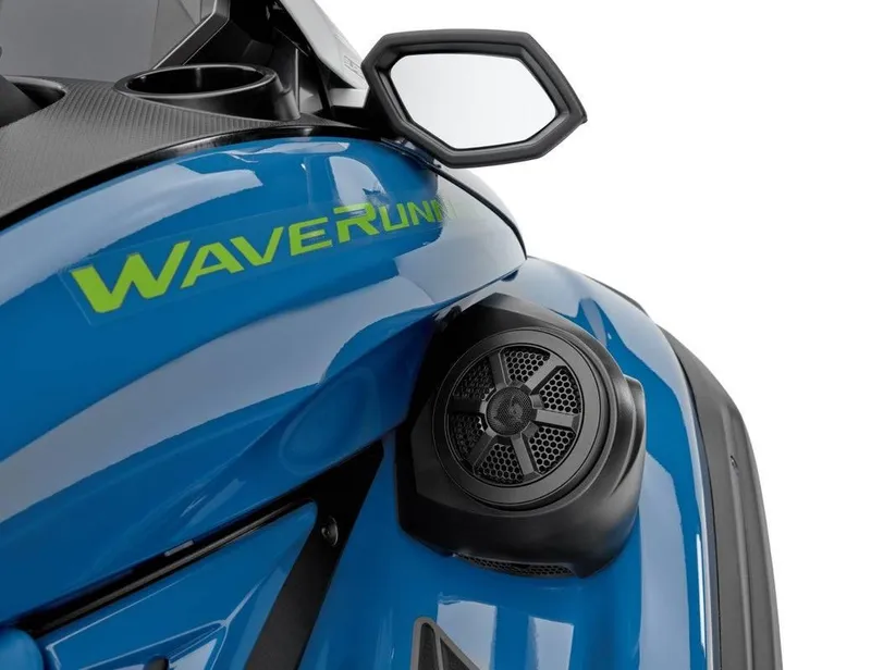 Slide: The Image of Close-up of 2024 Waverunner FX CRUISER SVHO A, blue with speaker detail. - 3
