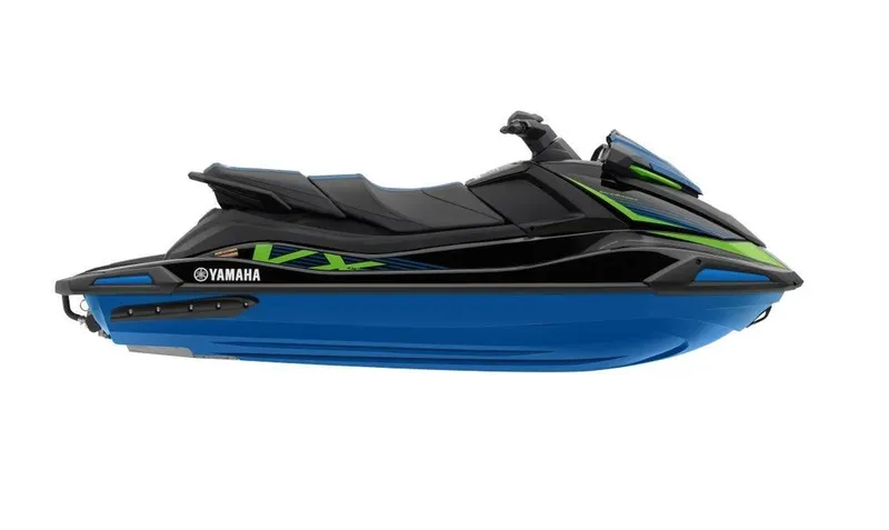 Slide: The Image of 2024 Waverunner VX LIMITED HO jet ski, blue and black with green accents. - 3
