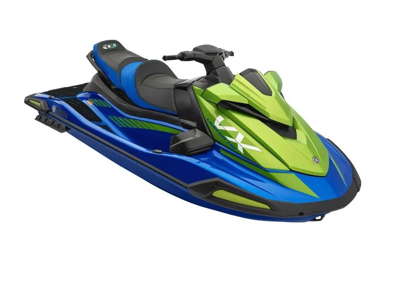 Slide: The Image of 2024 Waverunner VX LIMITED HO jet ski in blue and green. - 5