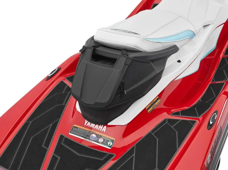 Slide: The Image of 2024 Waverunner EX LIMITED jet ski, red and white, with black storage bag. - 9