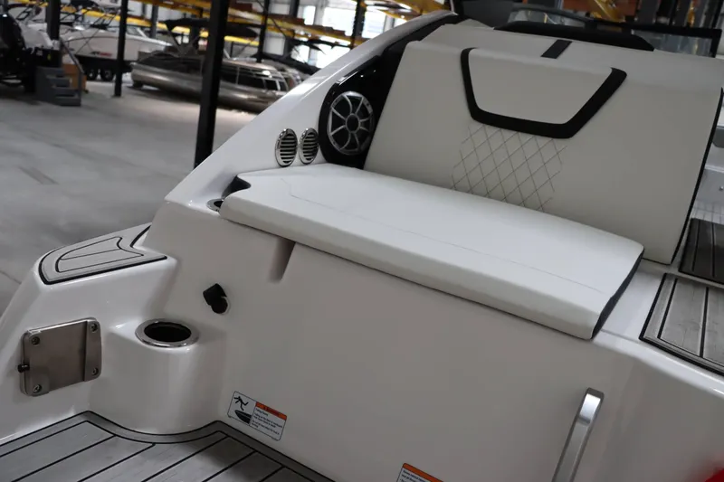 Slide: The Image of 2024 Yamaha Boats 222SD interior seating with sleek design and modern features. - 11