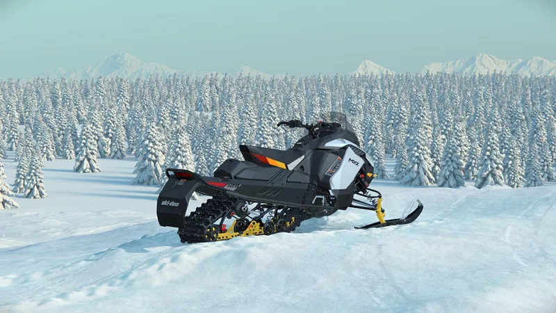 Slide: The Image of 2024 SKI DOO MXZ ADR BLIZZARD 137 850 ETEC snowmobile in snowy forest. - 3