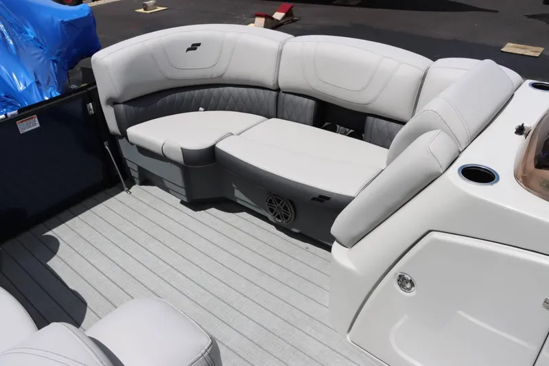 Slide: The Image of 2023 Starcraft CX 23DL Bar boat interior with luxurious seating and modern design. - 15