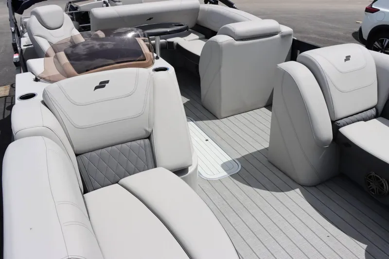 Slide: The Image of 2023 Starcraft CX 23DL Bar boat interior with luxurious seating and modern design. - 19