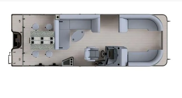 Slide: The Image of Top view of 2023 Starcraft CX 25DL BAR pontoon boat layout. - 13