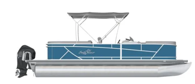 Slide: The Image of 2023 SunChaser GENEVA 20LR DH pontoon boat with blue and white design. - 11