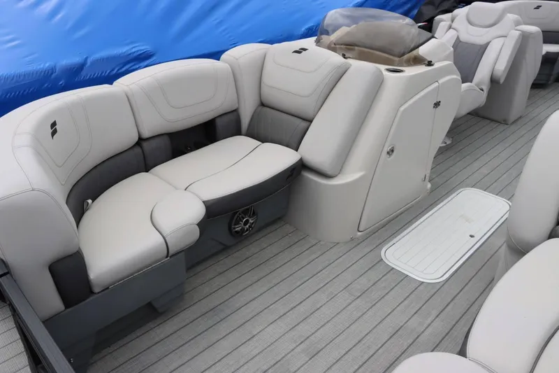 Slide: The Image of Interior of 2023 Starcraft SLS 3 boat with luxurious seating and modern design. - 10