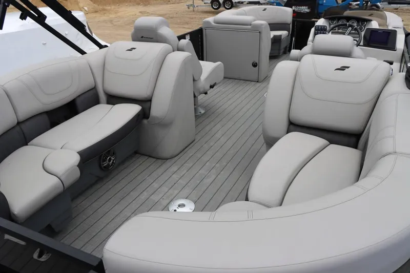 Slide: The Image of 2023 Starcraft SLS 3 boat interior with luxurious seating and modern design. - 16