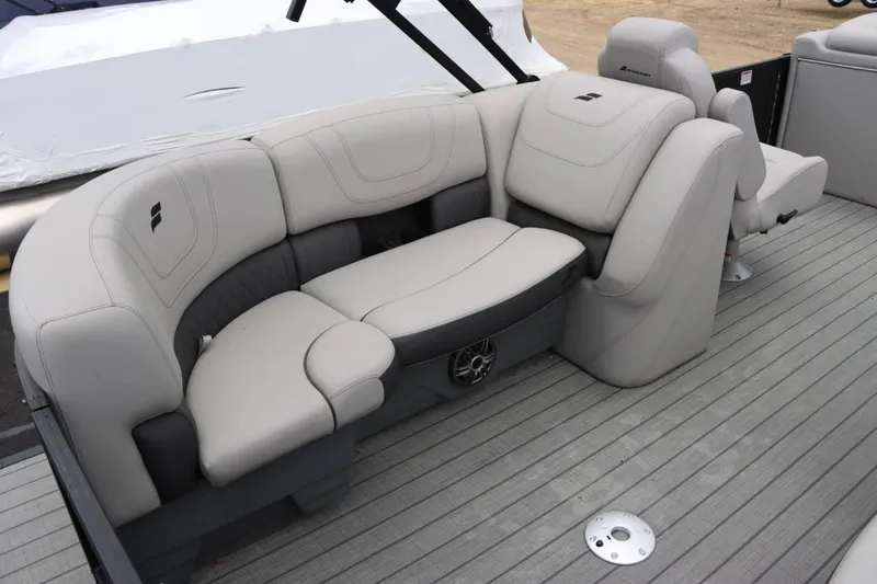 Slide: The Image of 2023 Starcraft SLS 3 boat interior with luxurious seating and modern design. - 18