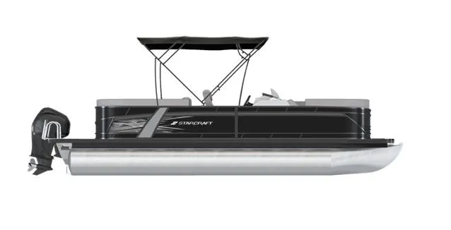 Slide: The Image of 2023 Starcraft SLS 3 pontoon boat with canopy and outboard motor. - 21