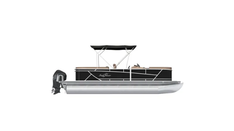 Slide: The Image of 2023 SunChaser Geneva 20CRS pontoon boat, black exterior, side view. - 11