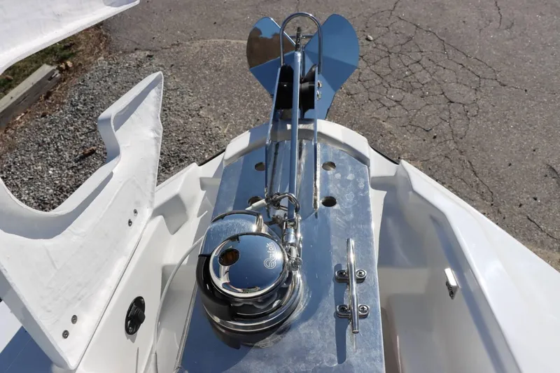 Slide: The Image of Close-up of the anchor system on a 2023 Monterey 298SS boat. - 22