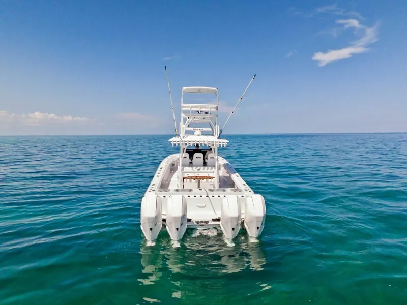 Slide: The Image of 2023 Barker Boatworks 40 HPC on open water. - 43