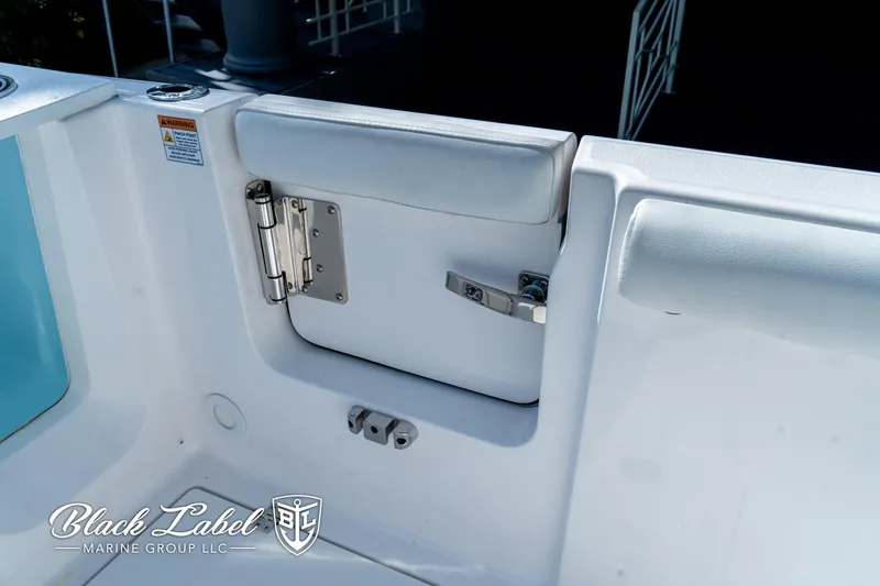 Slide: The Image of 2024 Sea Fox 288 Traveler Dual Console boat interior detail with Black Label Marine Group logo. - 30