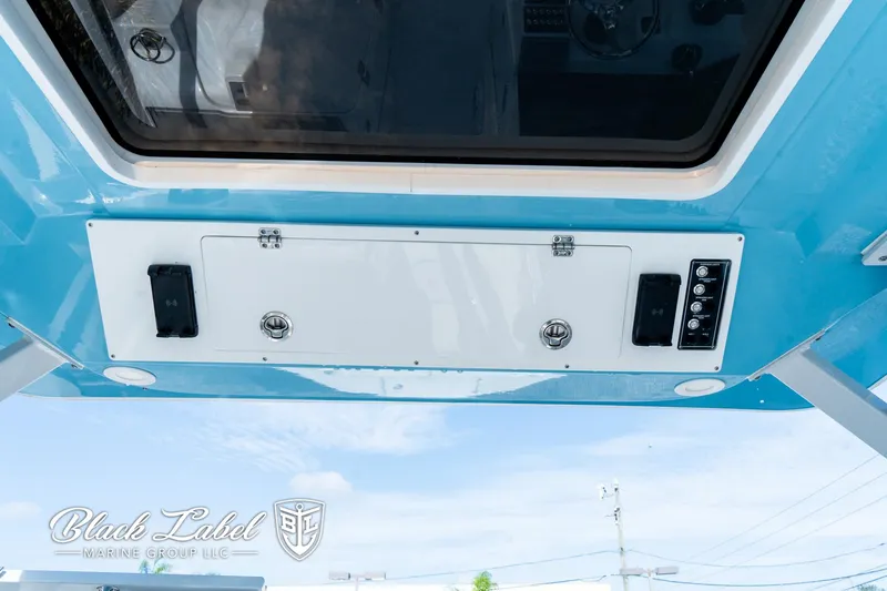 Slide: The Image of 2024 Sea Fox 288 Traveler Dual Console boat interior with control panel. - 37