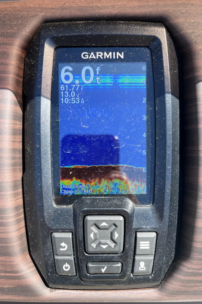 Slide: The Image of Garmin fishfinder display on 2023 Bennington 22 SXSR boat dashboard. - 8