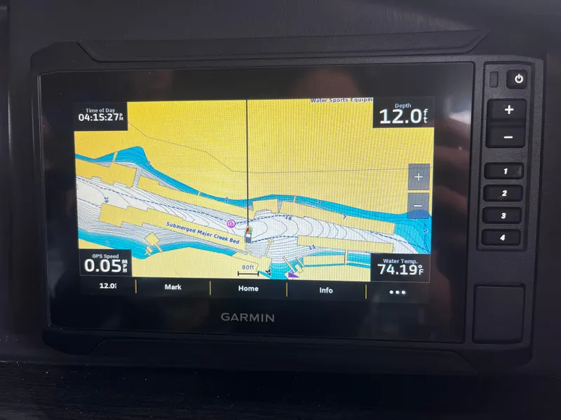 Slide: The Image of Garmin GPS display on 2024 Avalon Catalina Funship showing navigation and depth. - 20