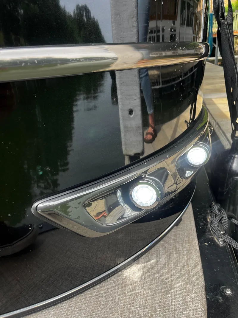 Slide: The Image of Close-up of 2024 Avalon Catalina Funship 25' boat with LED lights. - 27