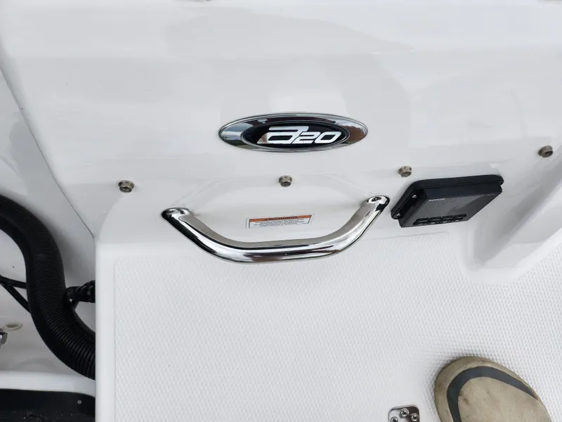 Slide: The Image of Close-up of 2021 Campion Allante 20 Bowrider boat handle and logo. - 11