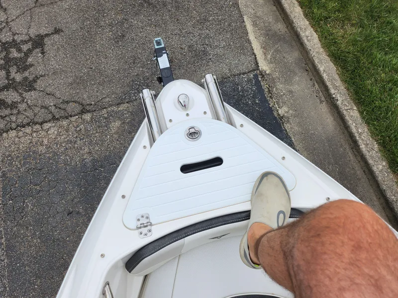 Slide: The Image of Top view of a 2021 Campion Allante 20 Bowrider boat's bow area. - 20