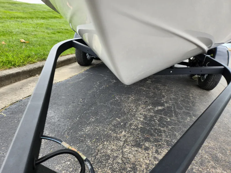 Slide: The Image of 2021 Campion Allante 20 Bowrider on a trailer, close-up view of the hull. - 7