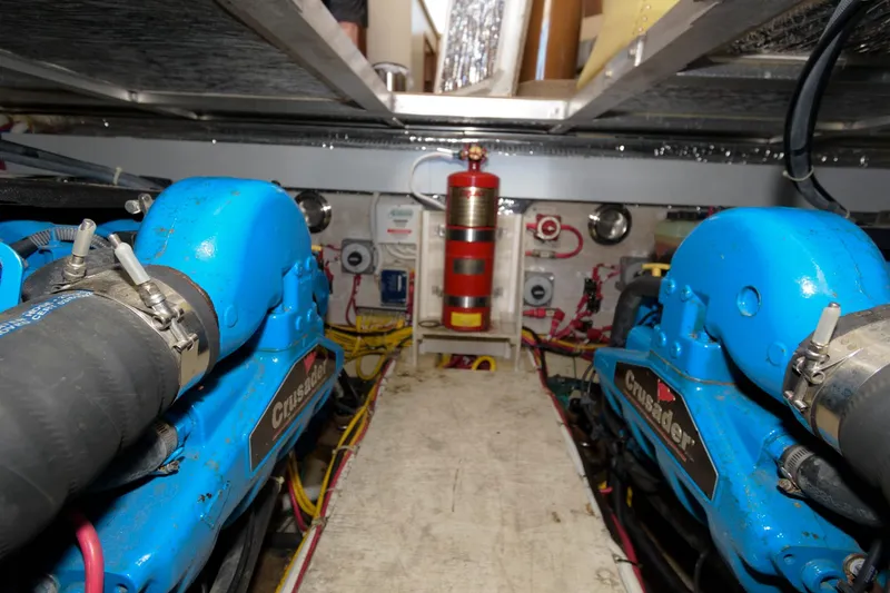 Slide: The Image of Engine room of a 2007 Carver 42 Super Sport yacht with Crusader engines. - 27