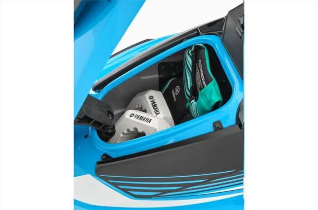 Slide: The Image of 2024 Yamaha WaveRunner VX docked by a wooden pier with two people sitting. - 8