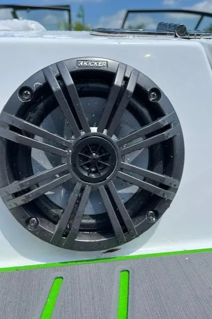 Slide: The Image of Close-up of Kicker speaker on 2024 Tahoe 210 S boat. - 12