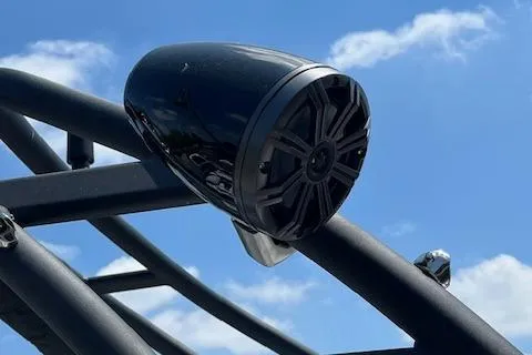 Slide: The Image of 2024 Tahoe 210 S boat speaker against blue sky. - 16