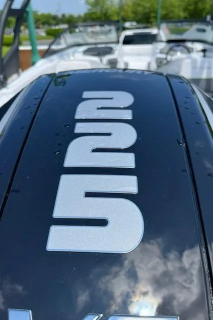 Slide: The Image of Close-up of 2024 Tahoe 210 S boat engine with logo. - 6