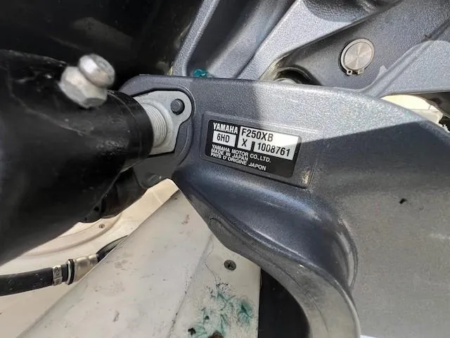 Slide: The Image of Close-up of Yamaha F250XB engine on 2022 Grady-White Freedom 215 boat. - 27