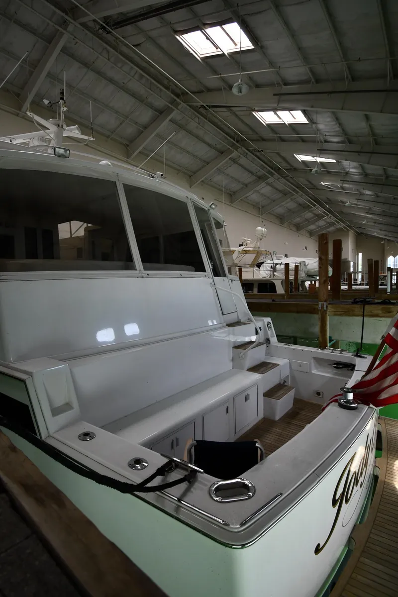 Slide: The Image of 1997 Viking 60 Cockpit Sport Yacht in indoor marina. - 14