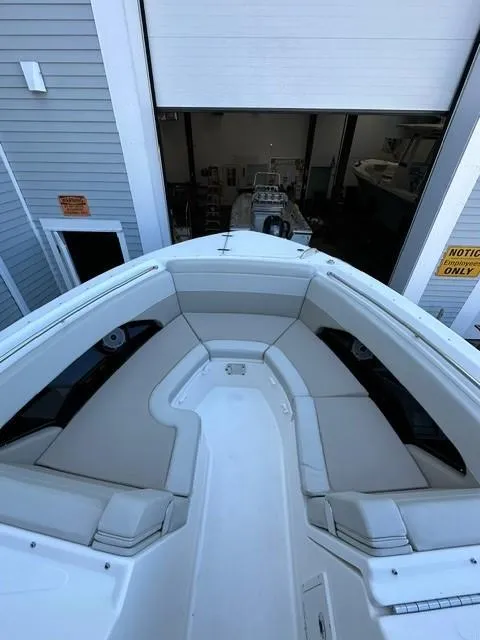 Slide: The Image of 2023 Boston Whaler 280 Vantage boat bow seating area in storage. - 26