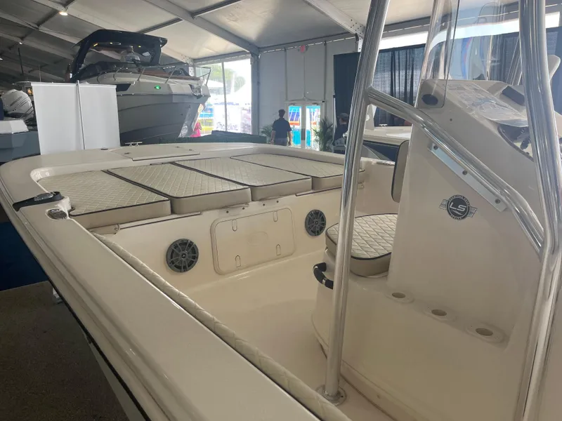 Slide: The Image of 2023 Carolina Skiff 21 LS boat interior at a boat show. - 3