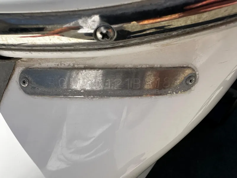Slide: The Image of Close-up of 2018 Regal 1900 ES Bowrider boat identification plate. - 21
