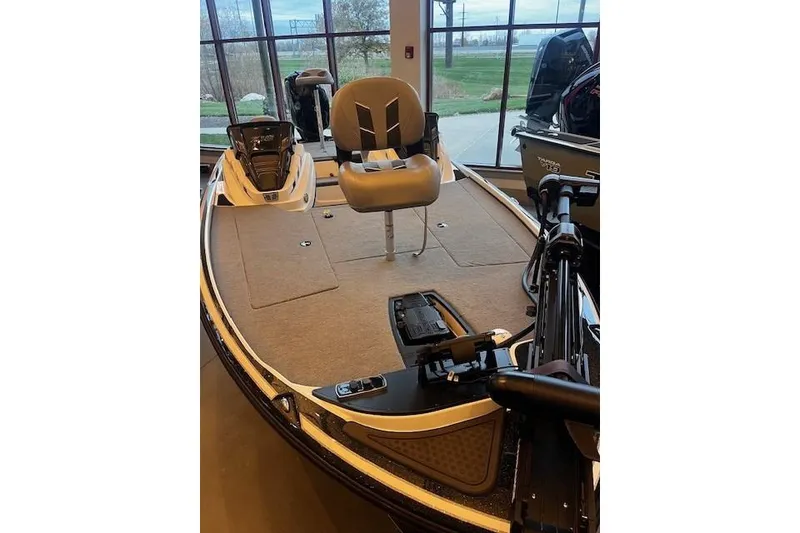 Slide: The Image of 2024 Nitro Z18 Pro fishing boat interior with seating and equipment. - 58