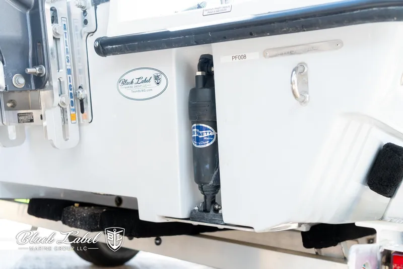 Slide: The Image of 2024 Maverick HPX-S 17 boat transom with Black Label Marine Group logo. - 7