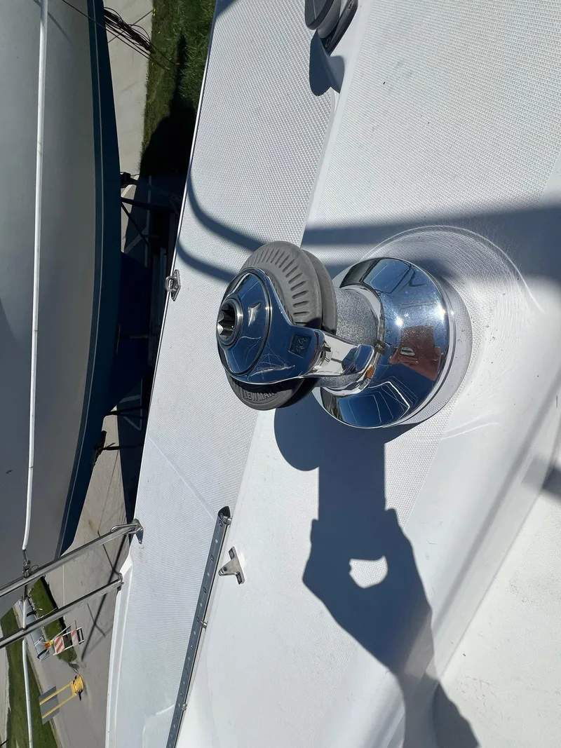 Slide: The Image of Close-up of a winch on a 1995 Catalina 320 sailboat deck. - 46