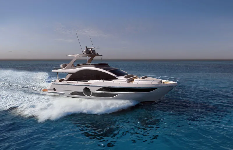 The Image of Luxury yacht Aicon Vivere 68 cruising on open sea, 2025 model. - 0