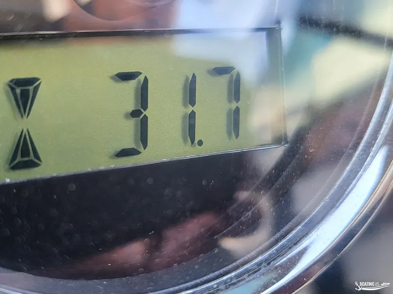 Slide: The Image of Close-up of a digital display showing "31.7" on a 2023 Monterey M22. - 34