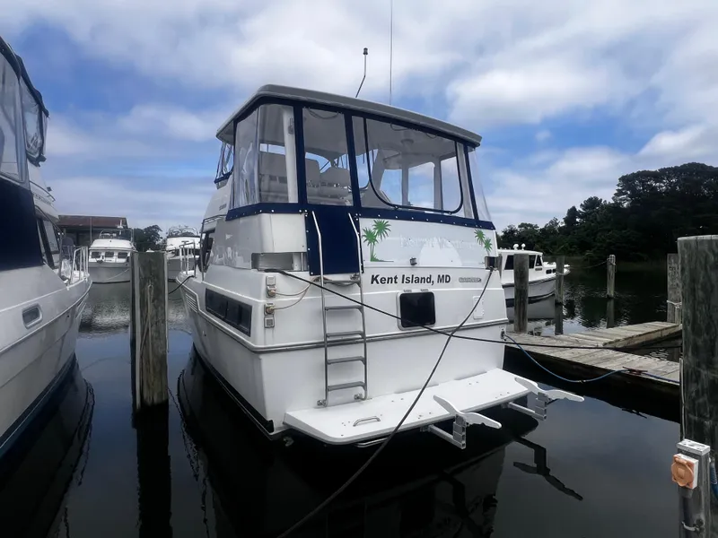 Slide: The Image of 1993 Carver 350 Aft Cabin docked at Kent Island, MD marina. - 2